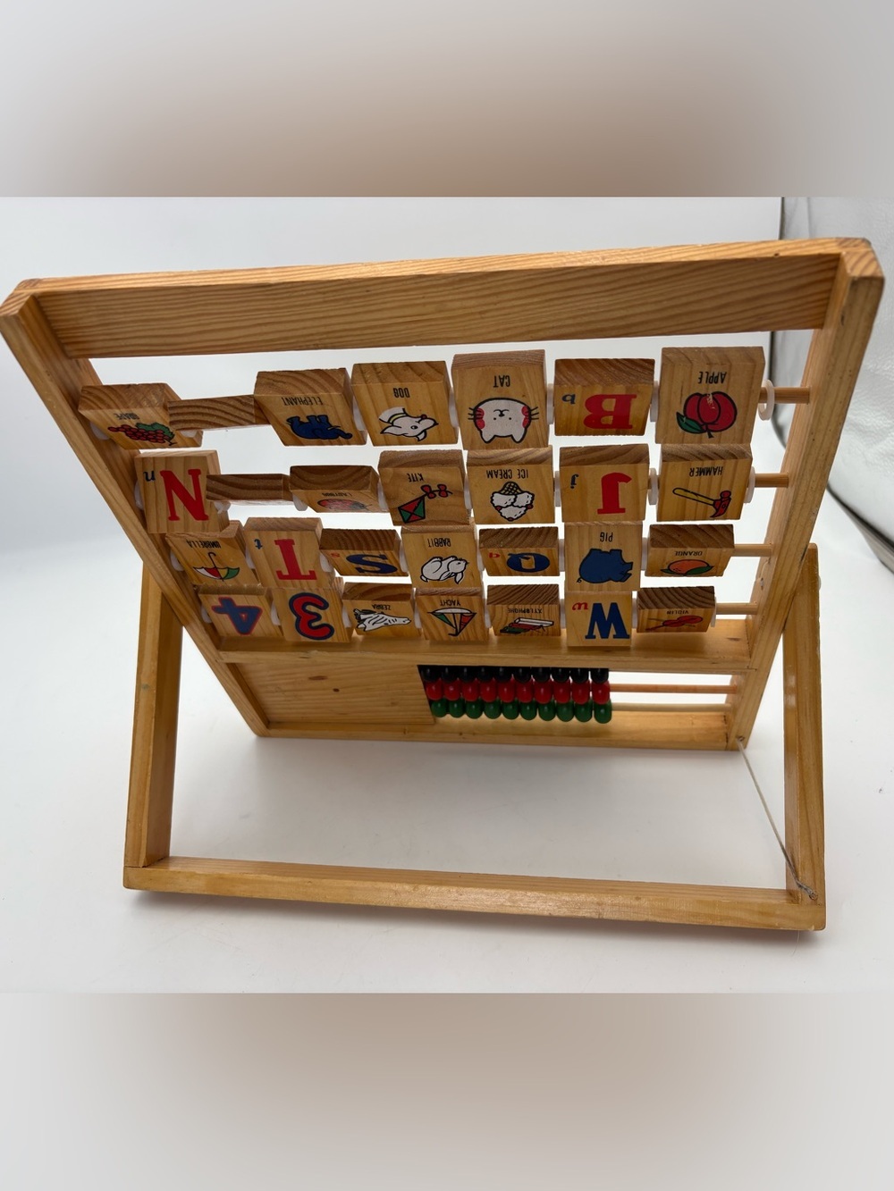 Vintage Learn The Alphabet Wooden Activity Center - Letters, abacus and clock - Picture 5 of 7